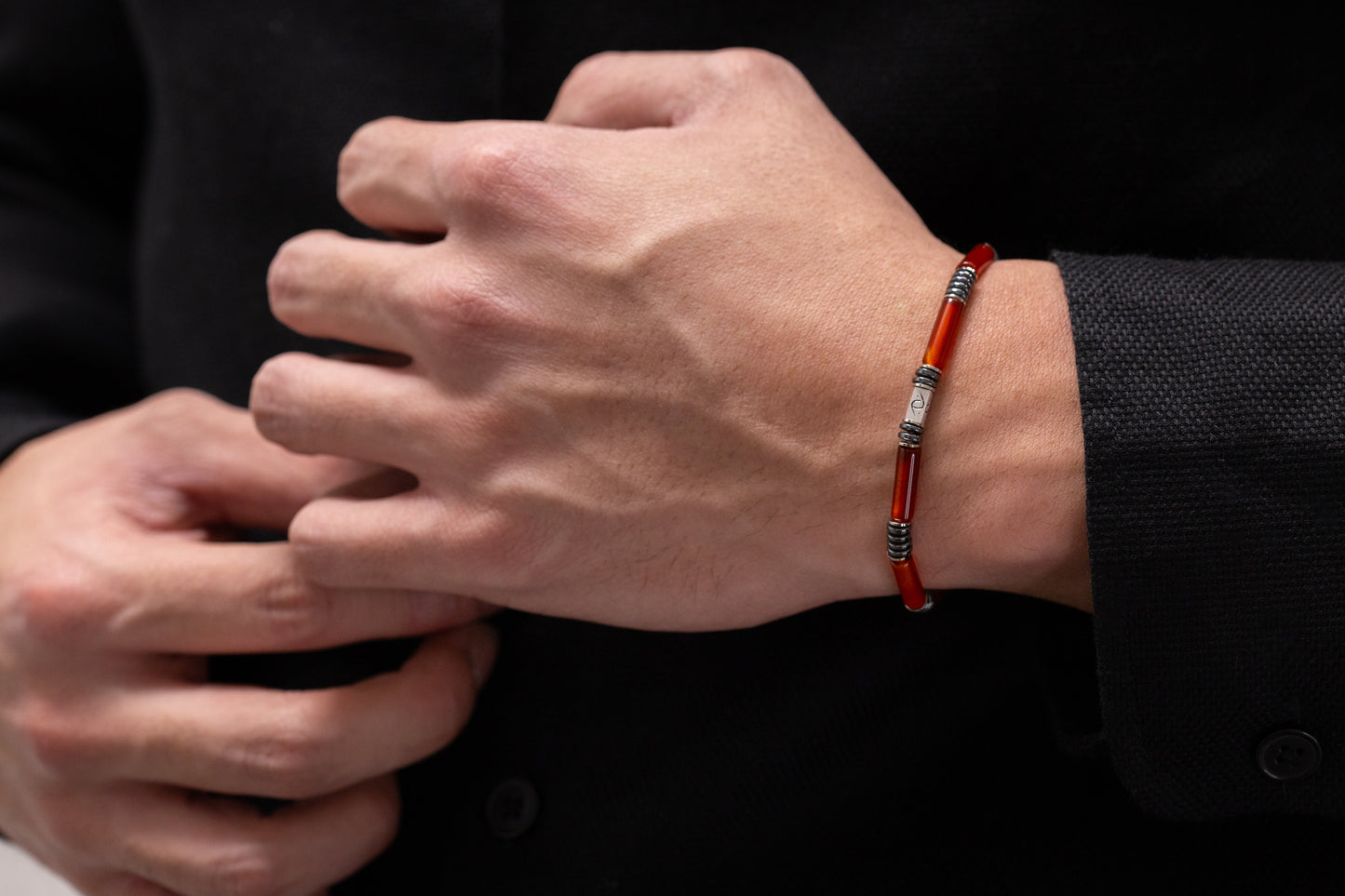 Red Agate-Specularite Bracelet (4mm) - SovereignGents