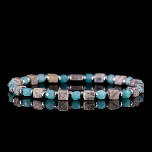 SovereignGents, Amazonite - Graphite Jasper Bracelet (4mm), Amazonite