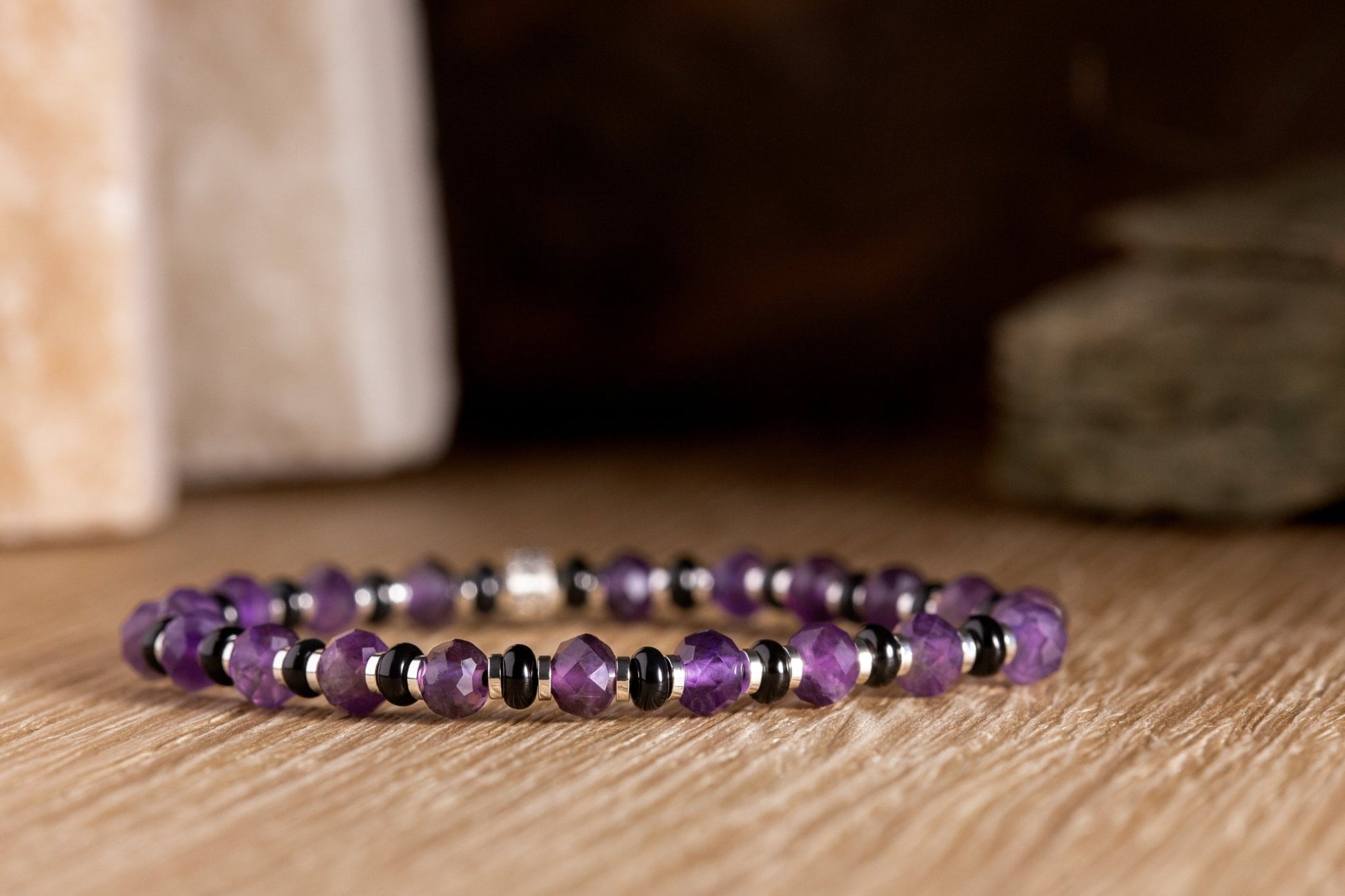 SovereignGents, Amethyst - Black Onyx Bracelet (6mm), Amethyst