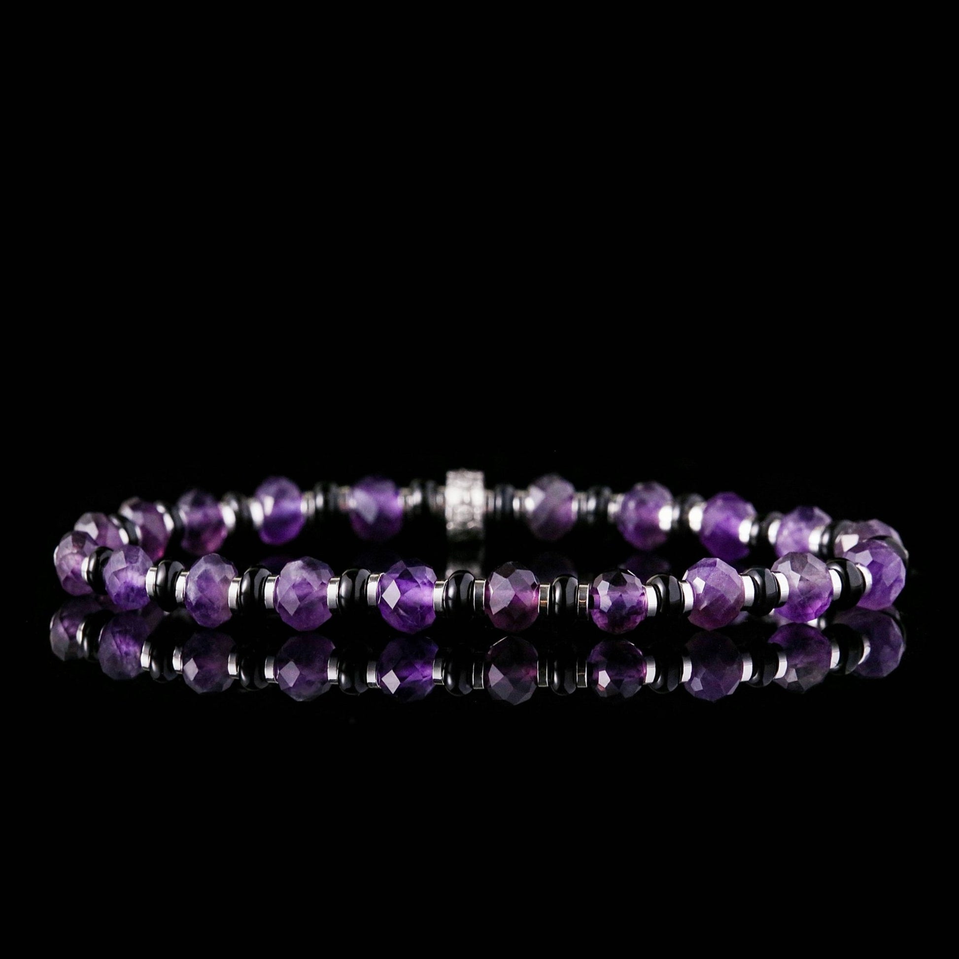 SovereignGents, Amethyst - Black Onyx Bracelet (6mm), Amethyst