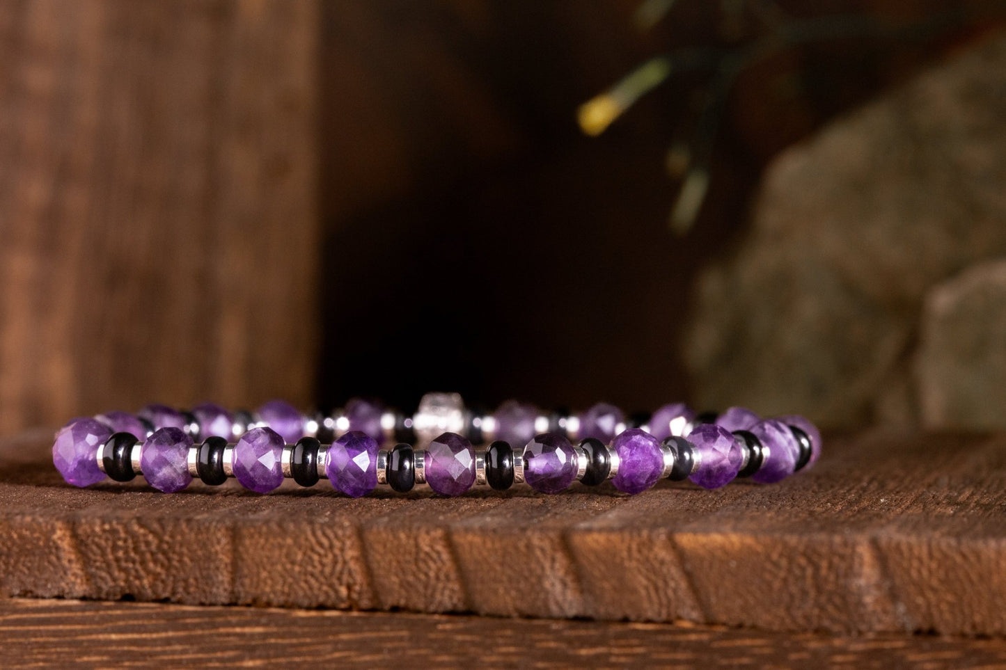 SovereignGents, Amethyst - Black Onyx Bracelet (6mm), Amethyst