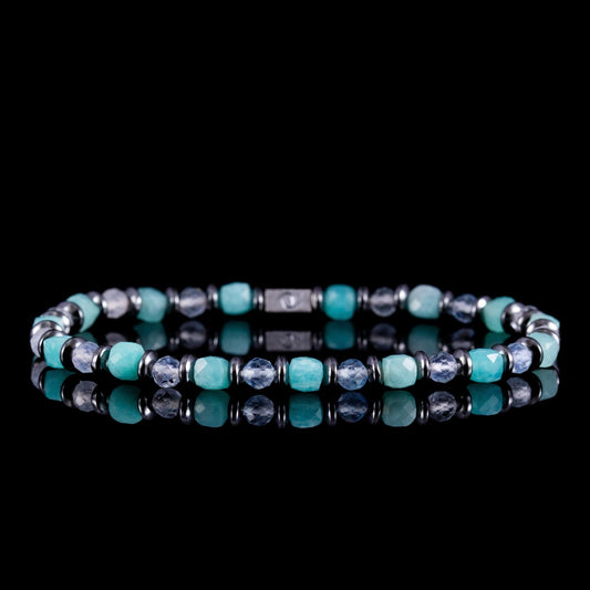 SovereignGents, Aquamarine - Amazonite Bracelet (4mm), Aquamarine