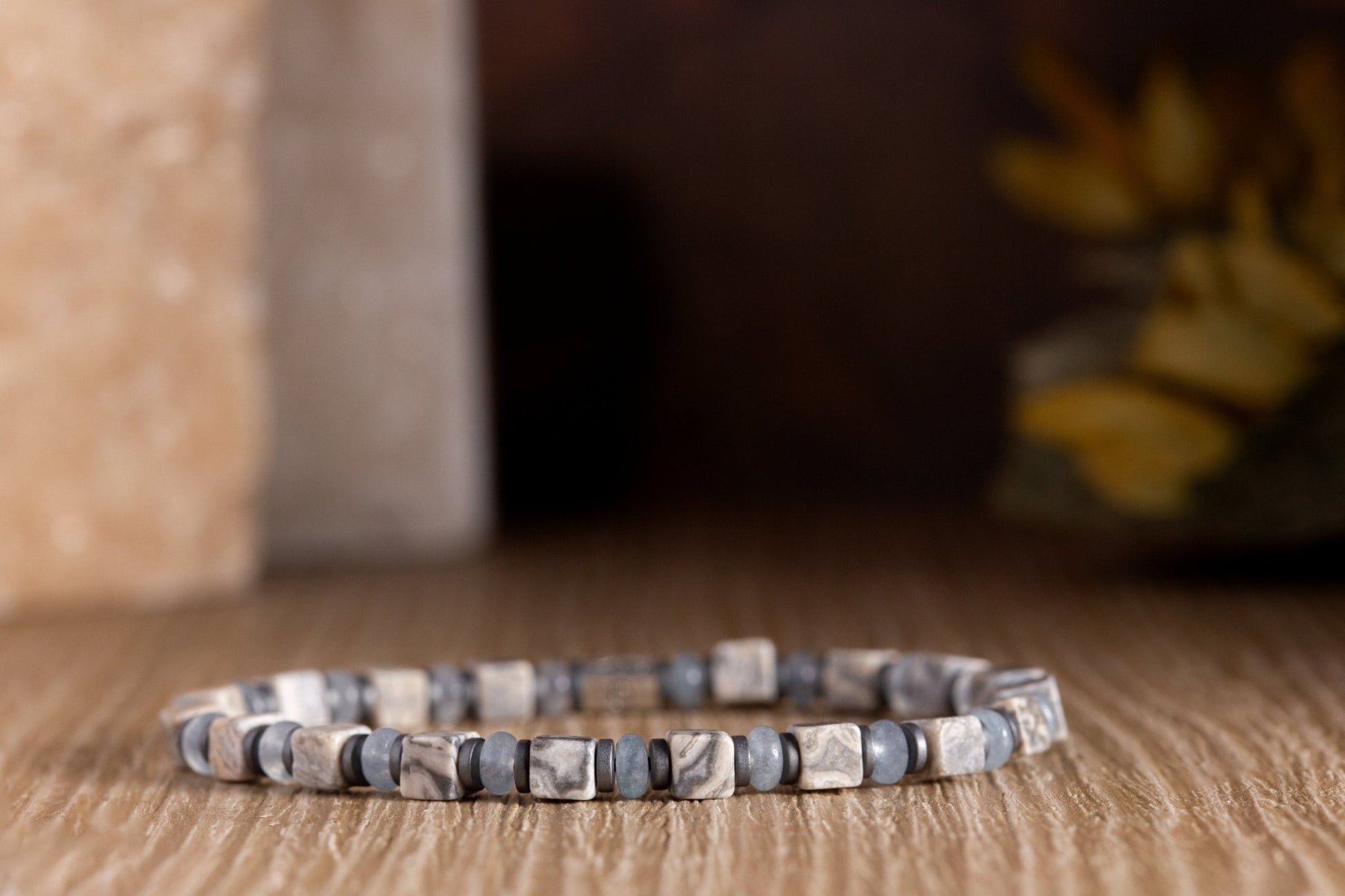 SovereignGents, Aquamarine - Graphite Jasper Bracelet (4mm), Aquamarine