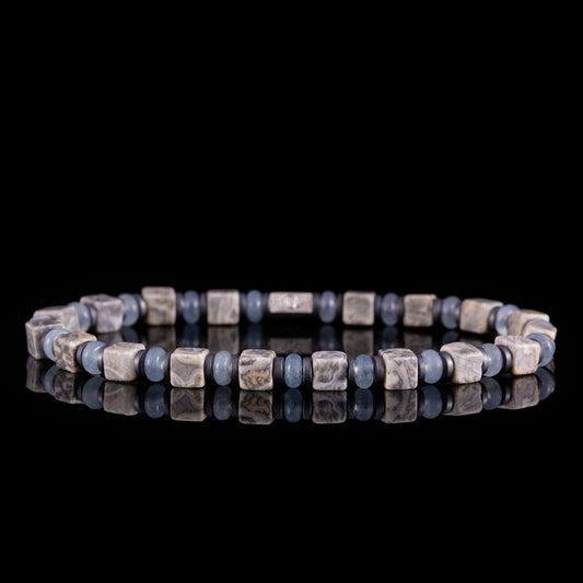 SovereignGents, Aquamarine - Graphite Jasper Bracelet (4mm), Aquamarine