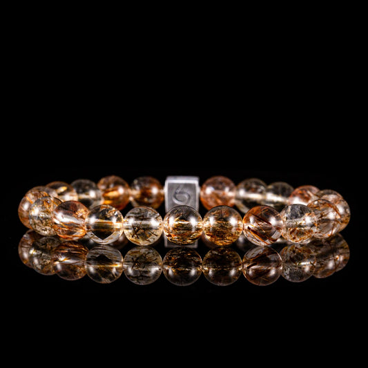 SovereignGents, Black - Gold Super Seven Crystal Bracelet, Black - Gold Super Seven Crystal