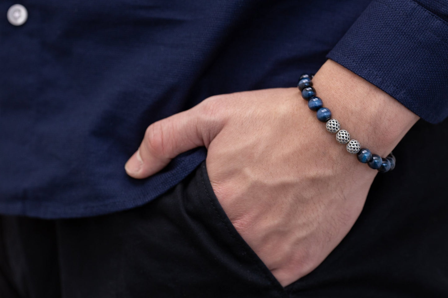 SovereignGents, Blue Tiger Eye Bracelet II (8mm), Tiger eye stone