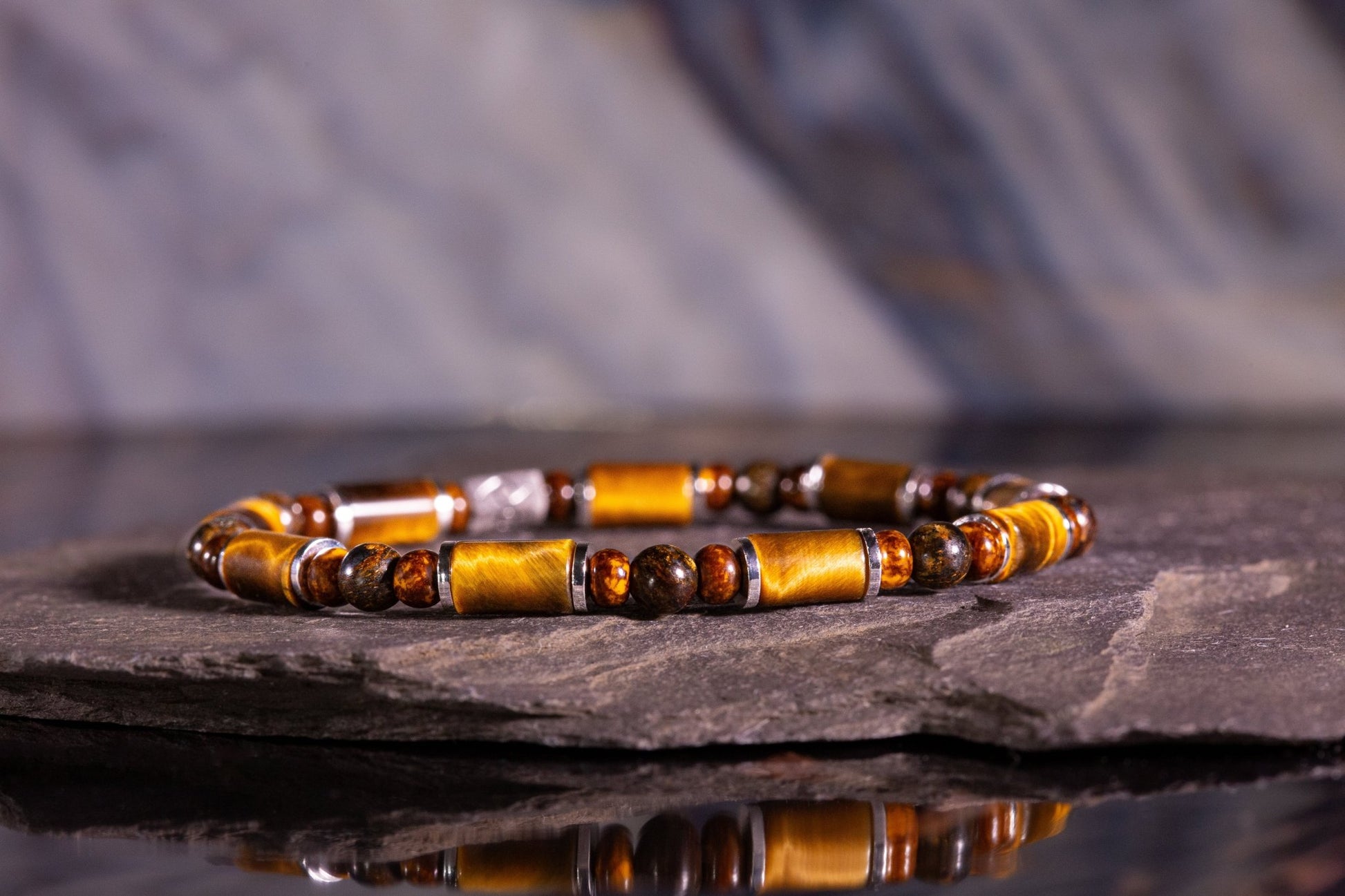 SovereignGents, Bronzite - Yellow Tiger eye Bracelet (6mm), Tiger eye stone