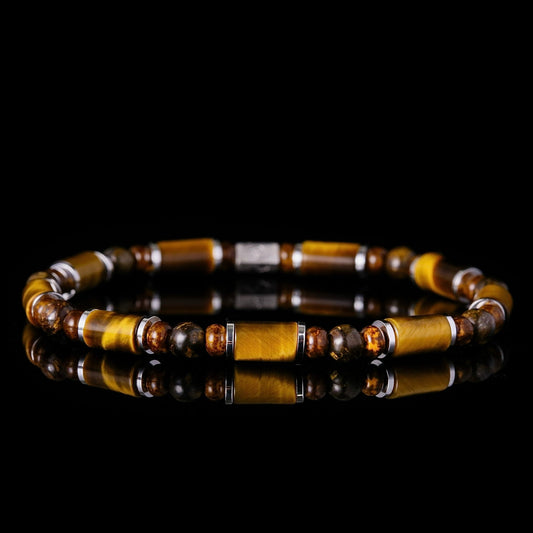 SovereignGents, Bronzite - Yellow Tiger eye Bracelet (6mm), Tiger eye stone