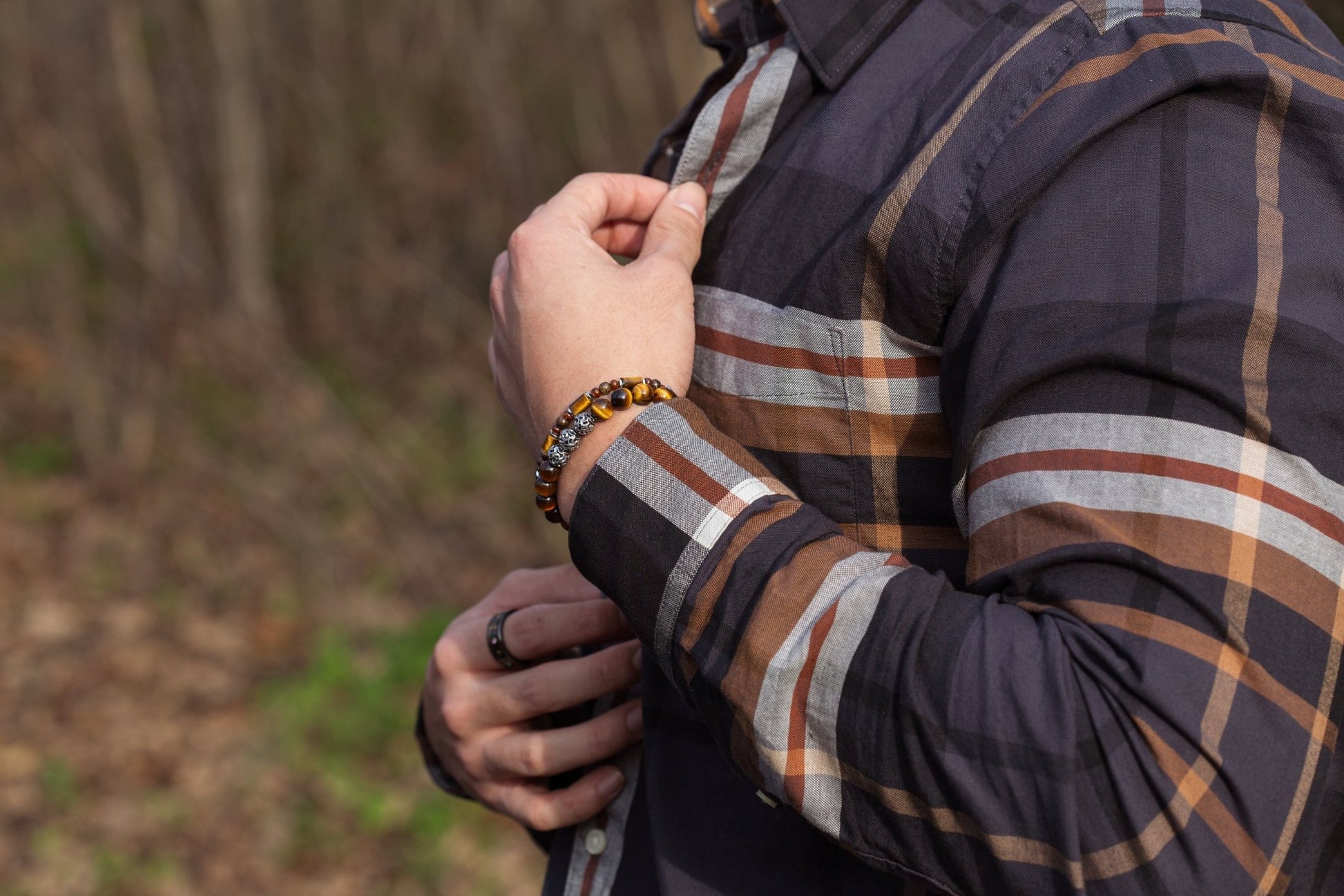 SovereignGents, Bronzite - Yellow Tiger eye Bracelet (6mm), Tiger eye stone