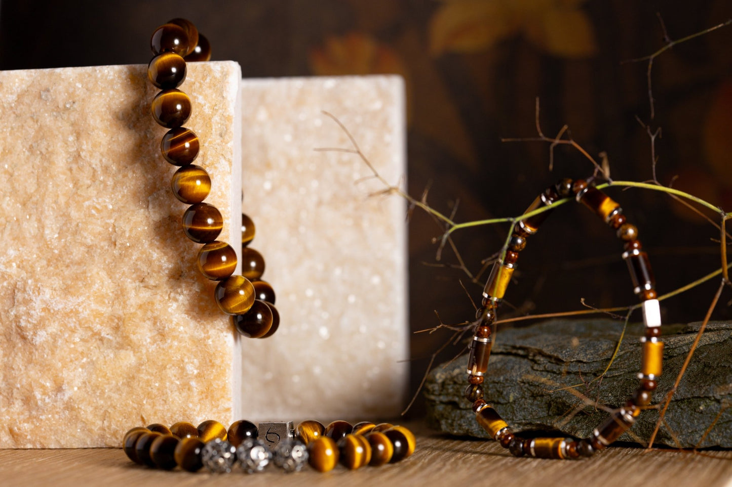 SovereignGents, Bronzite - Yellow Tiger eye Bracelet (6mm), Tiger eye stone