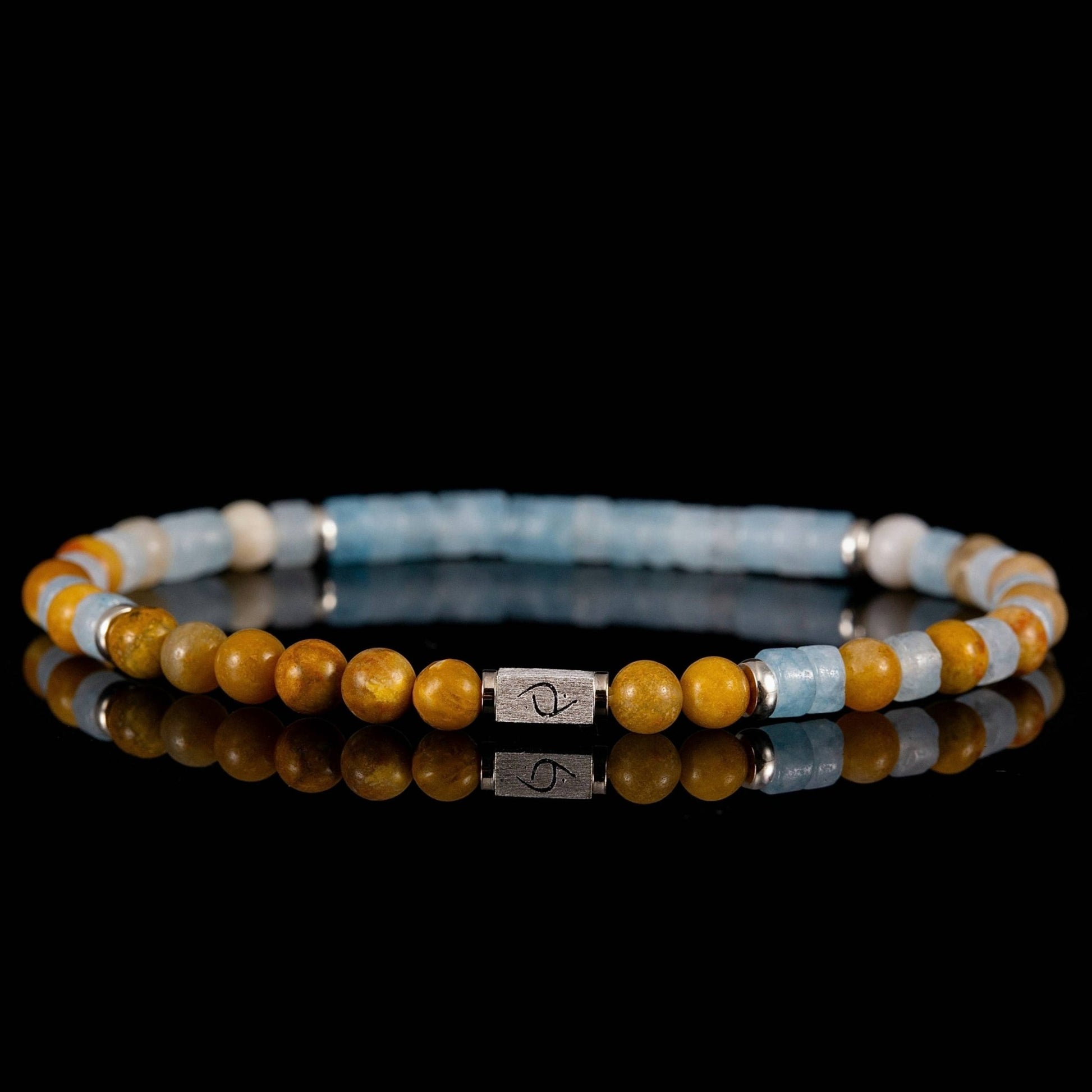 SovereignGents, Coral jasper - Aquamarine Bracelet (4mm), Aquamarine