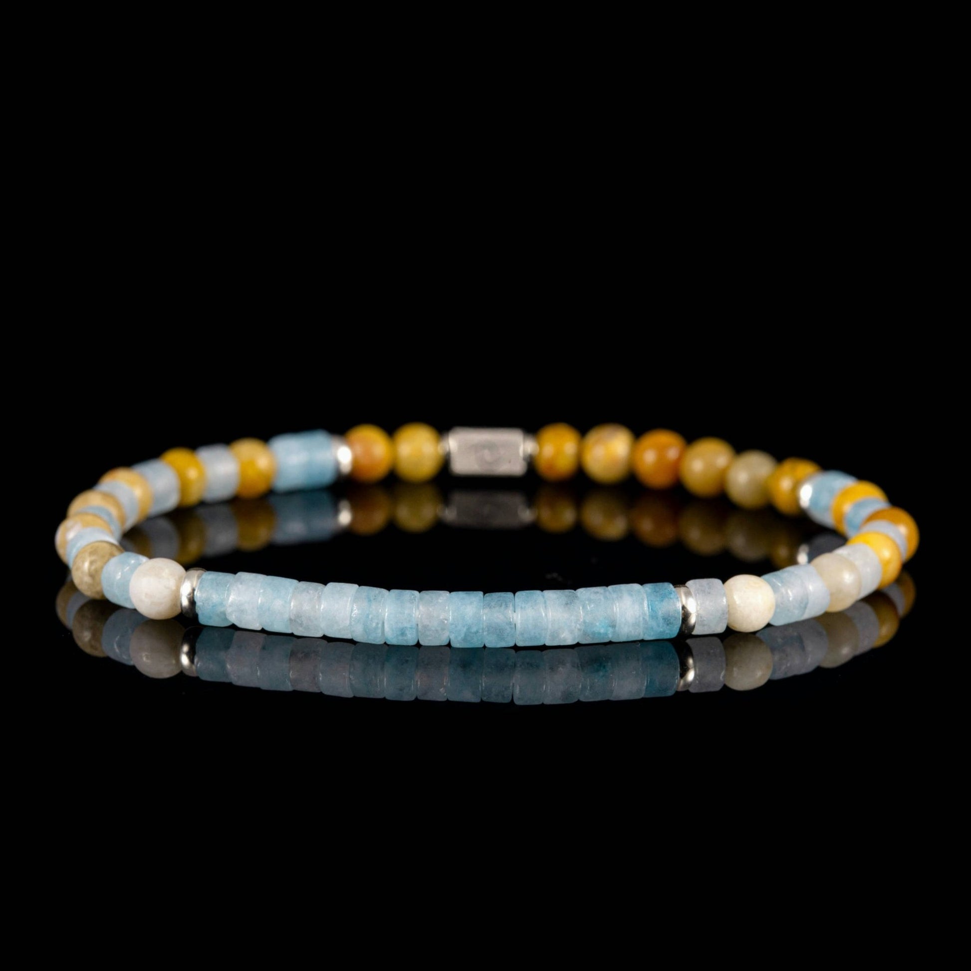 SovereignGents, Coral jasper - Aquamarine Bracelet (4mm), Aquamarine