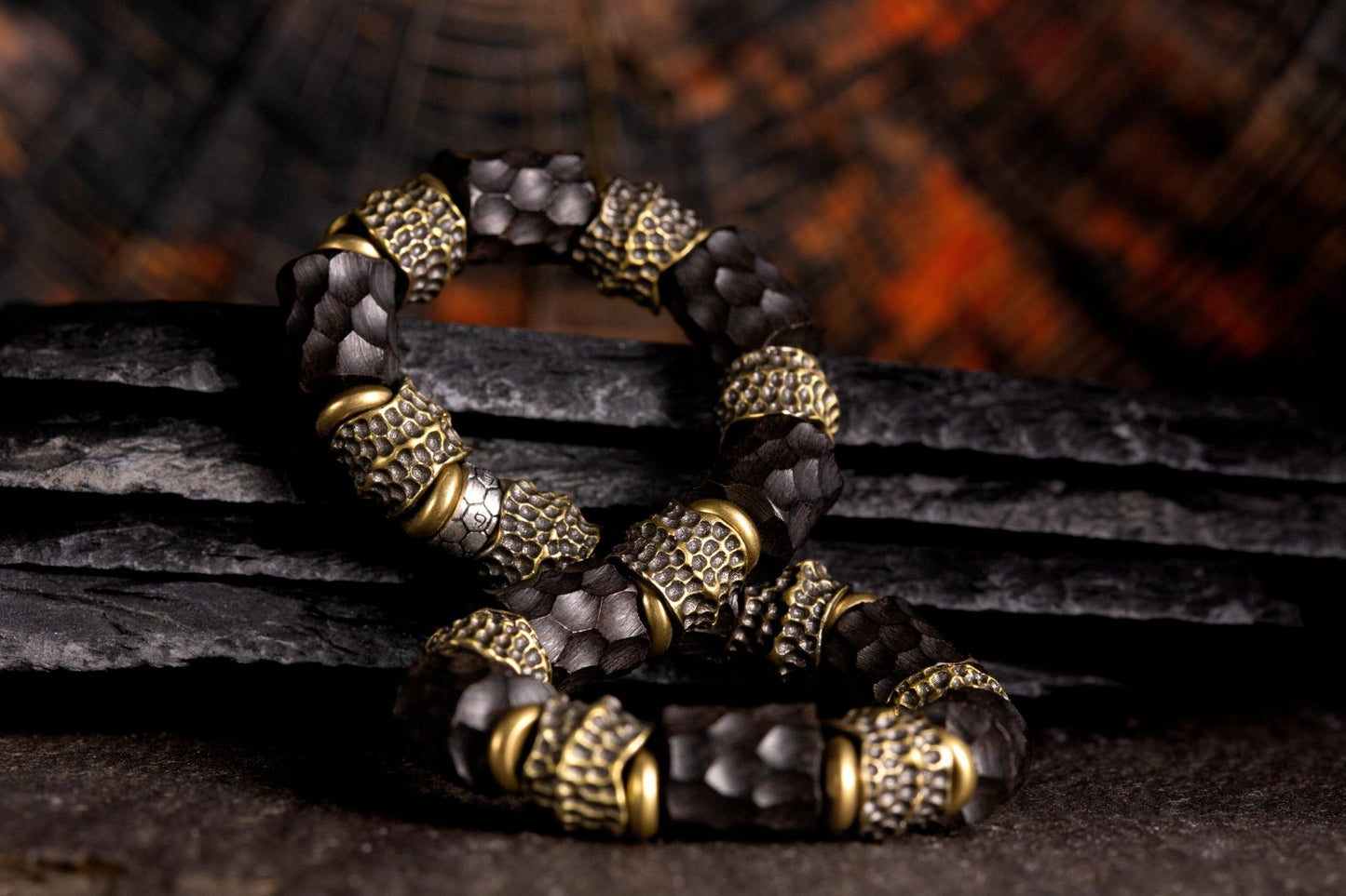 SovereignGents, Draco Verus Bracelet (8mm), Black Ebony Carved Barrel