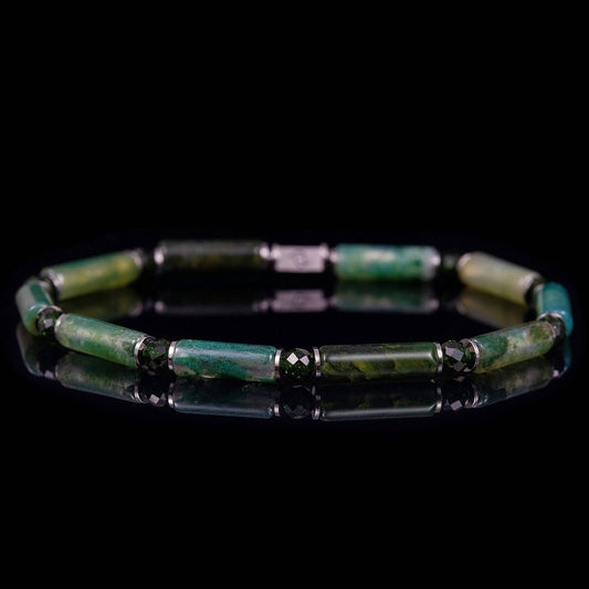 SovereignGents, Moss Agate Bracelet (4mm), Moss Agate