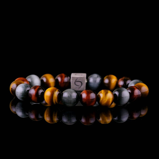 SovereignGents, Red Tiger Eye - Yellow Tiger Eye - Hawk Eye Bracelet II (10mm), Tiger eye stone