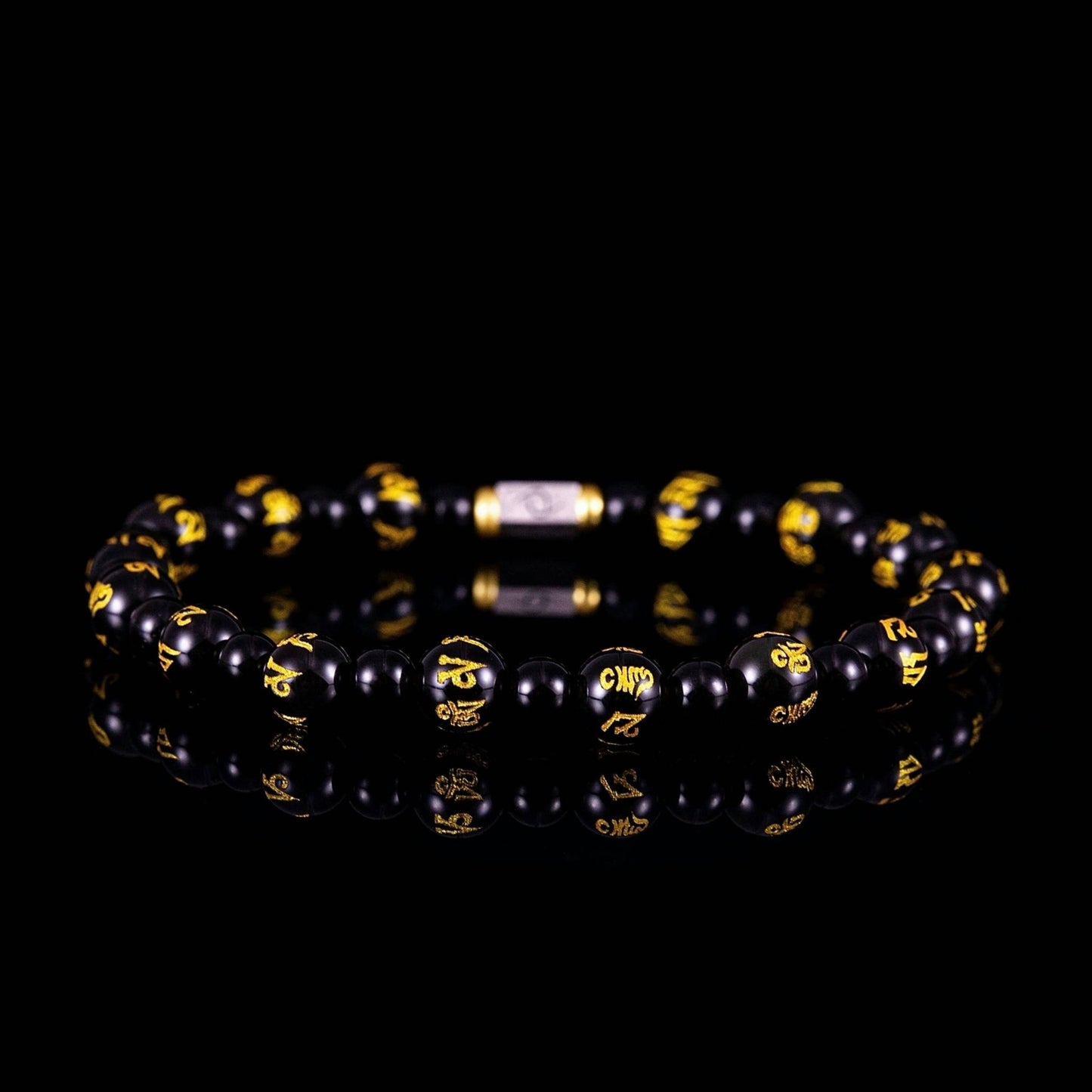 SovereignGents, Six - Syllable Mantra Black Onyx Bracelet I (6mm), Black Tourmaline