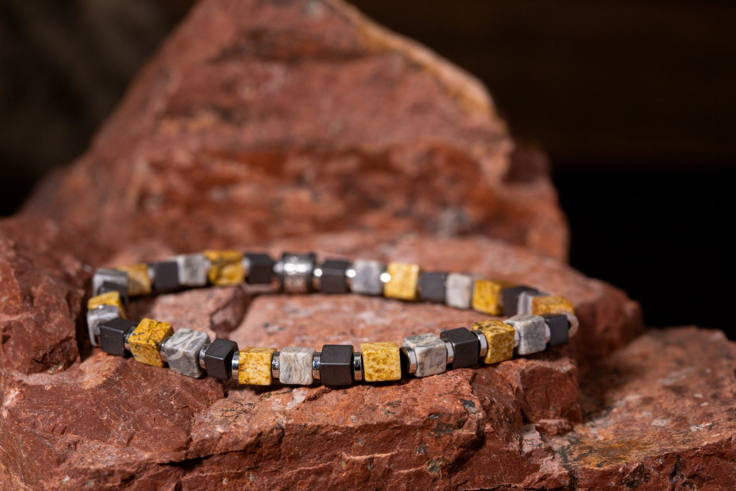 SovereignGents, Terrane Jasper - Graphite Jasper - Black Bile Stone Bracelet (4mm), Terrane Jasper