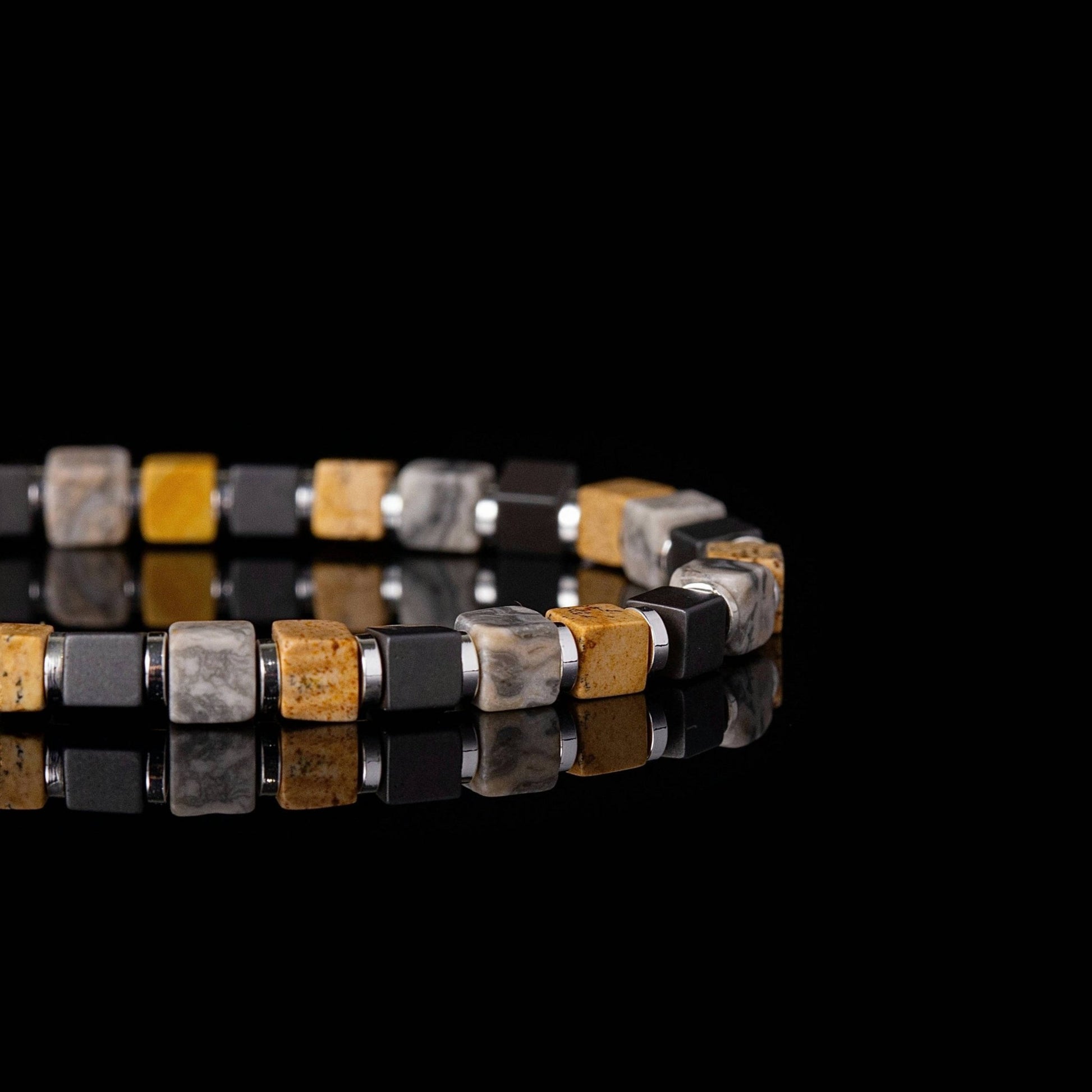 SovereignGents, Terrane Jasper - Graphite Jasper - Black Bile Stone Bracelet (4mm), Terrane Jasper