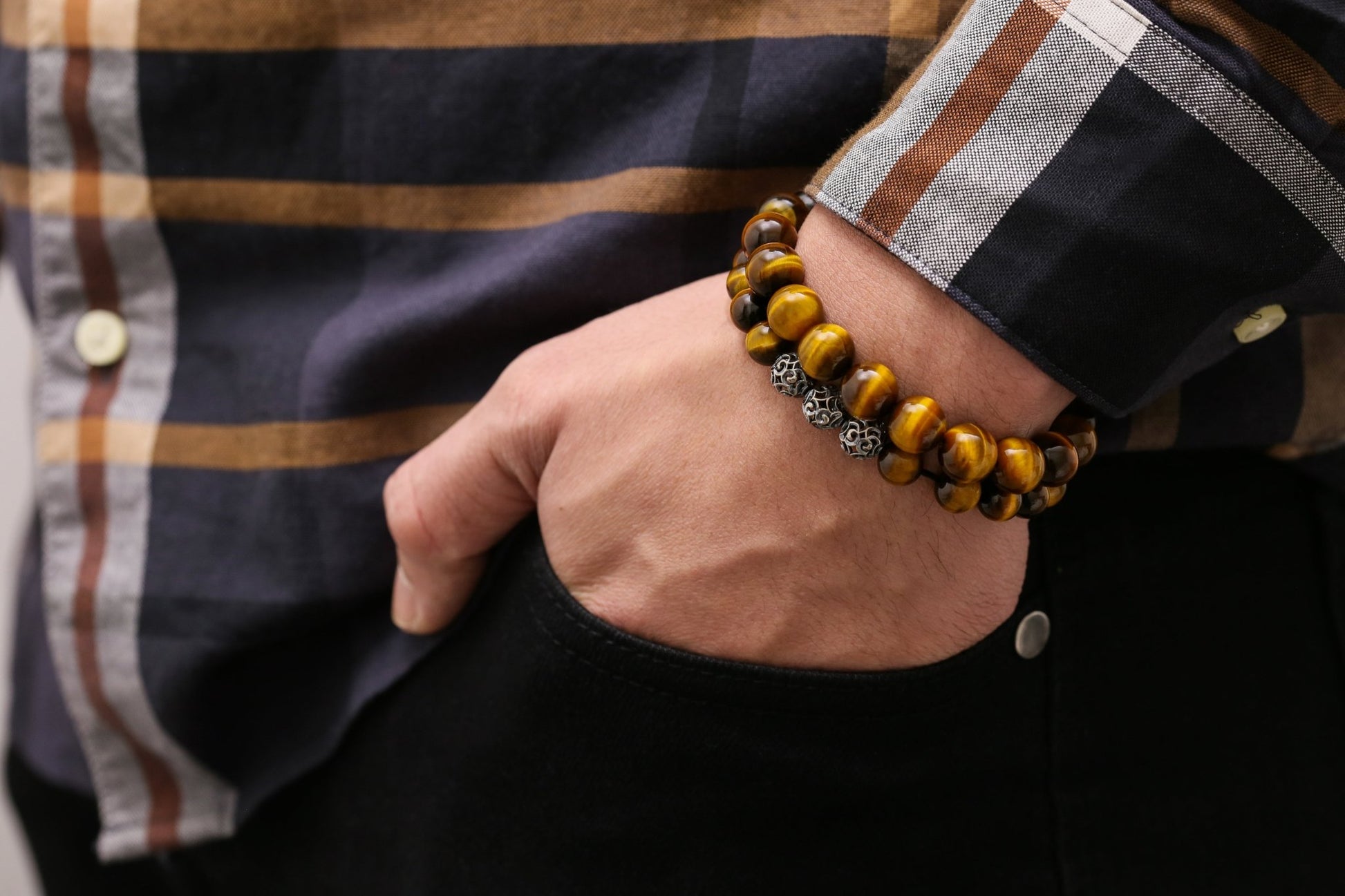 SovereignGents, Yellow Tiger Eye Bracelet Ⅳ (10mm), Tiger eye stone